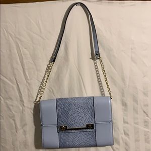 Anne Klein light blue mini faux croc skin bag